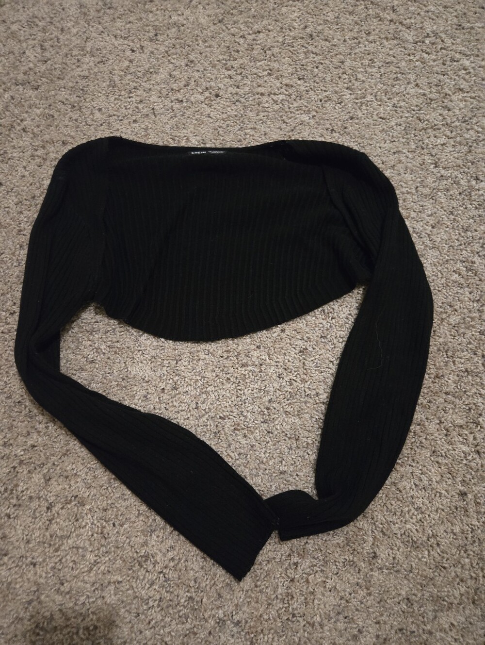 Shein Black Ribbed Bolero Shrug - Women Sweater